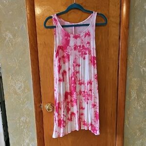 Pink and White Tie-Dye Sleeveless Dress